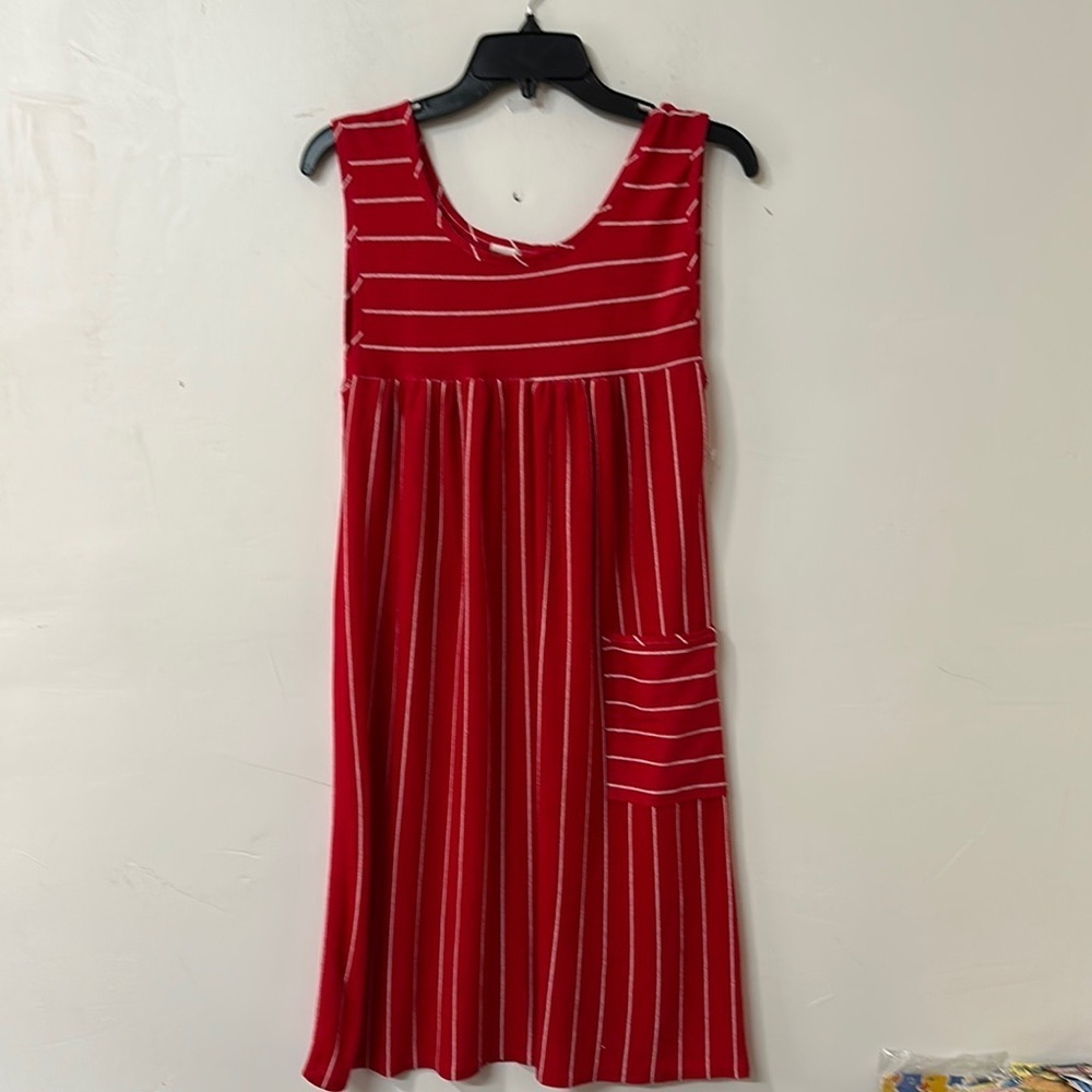 Red Striped Sleeveless Dress vintage 80’s